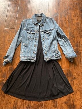 Old Navy Light Blue Denim Jacket and Black dress, size XS
